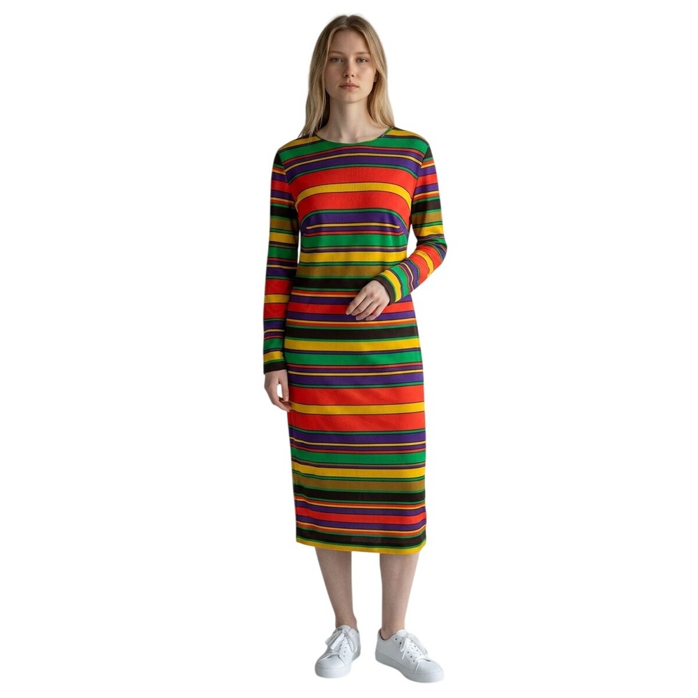 Vintage 60s 70s ILGWU Union‎ Sheath Dress Striped Mod Retro Groovy Maximalist